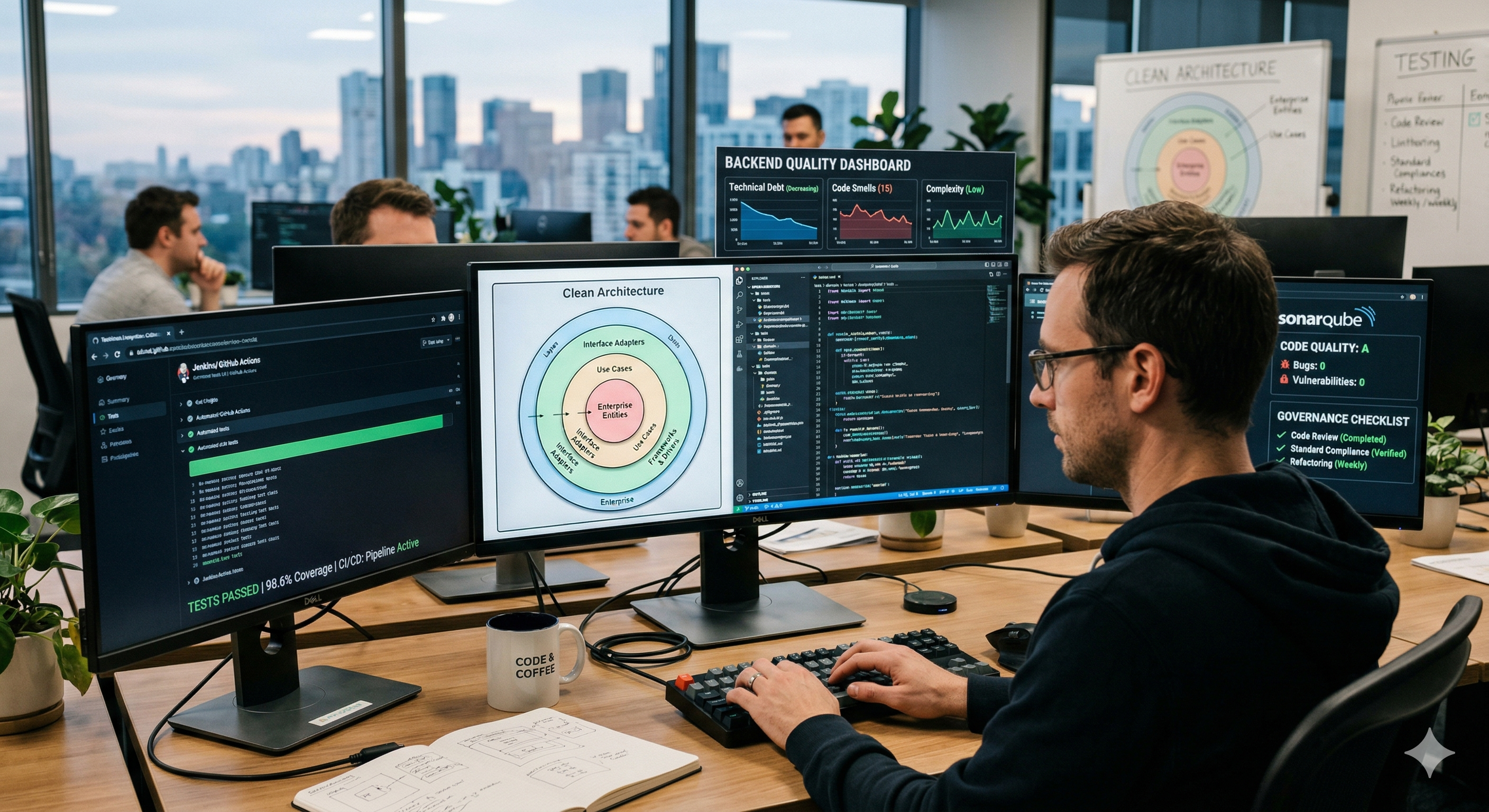Cómo elevar la calidad del código backend: arquitectura limpia, pruebas, refactor continuo y gobernanza técnica