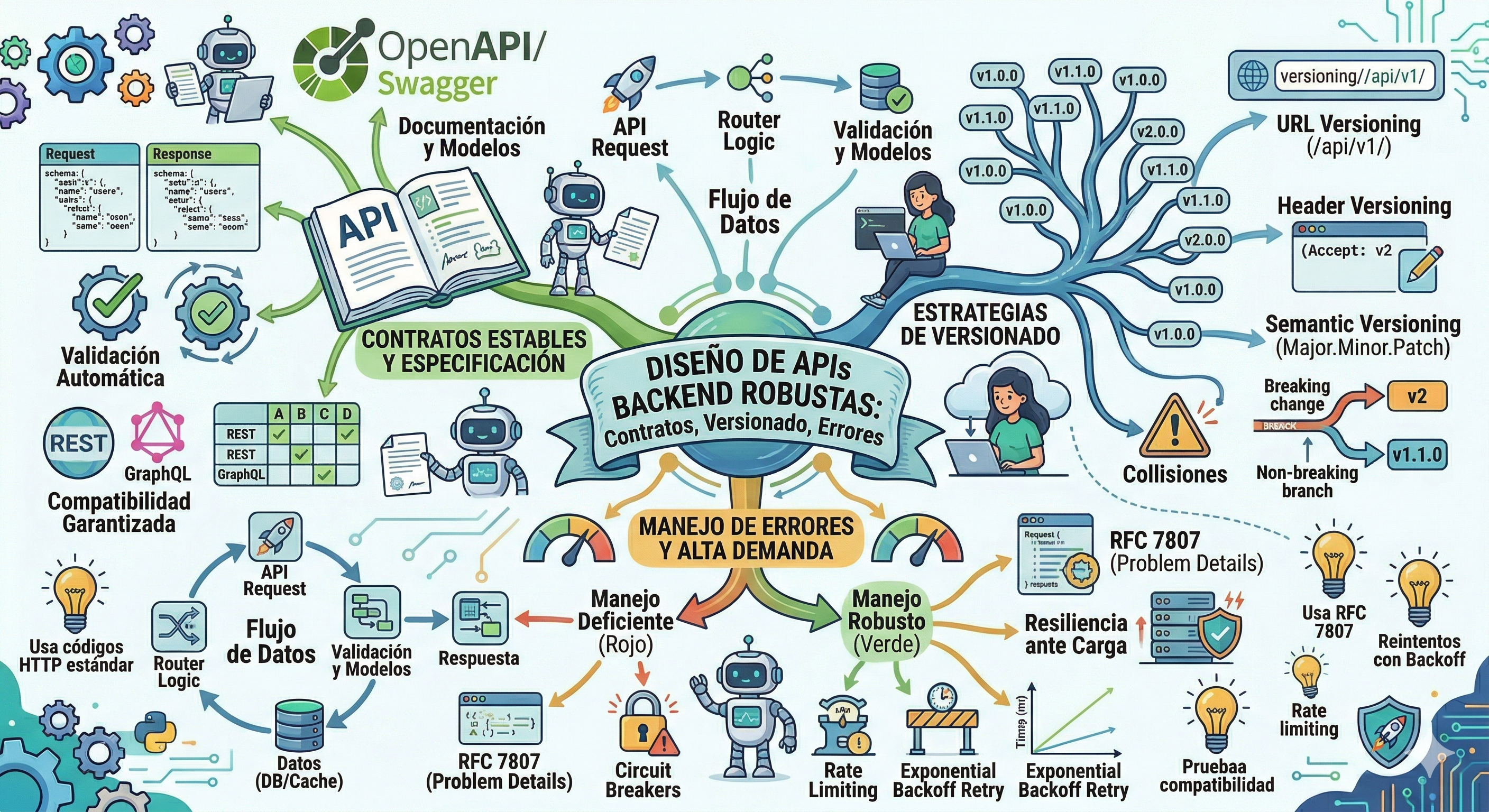 Diseño de APIs backend robustas: contratos estables, versionado y manejo de errores en sistemas de alta demanda